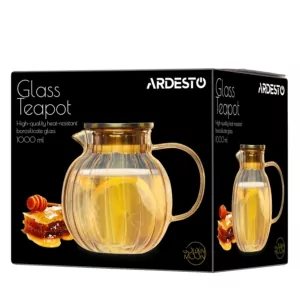 Ardesto Tea pot Golden Moon 1000ml, borosilicate glass, stainless steel, golden