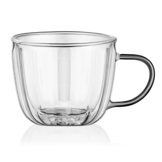 Ardesto Double wall mug set with handles 350ml, 2pcs, borosilicate glass, transparent