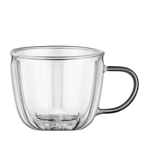 Ardesto Double wall mug set with handles 350ml, 2pcs, borosilicate glass, transparent