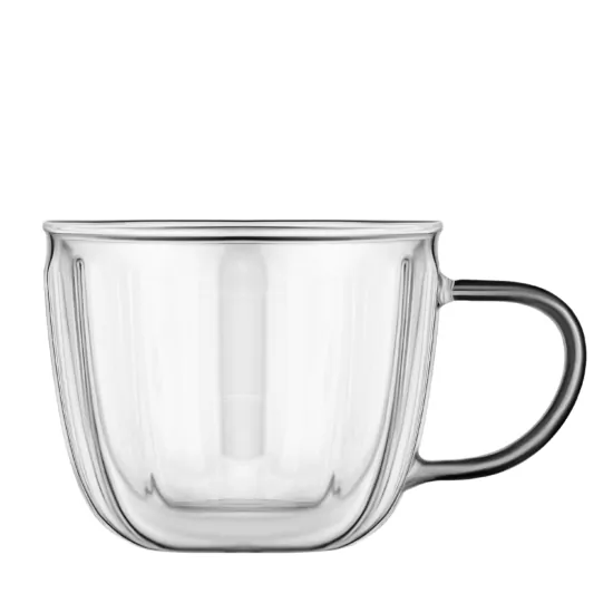 Ardesto Double wall mug set with handles 350ml, 2pcs, borosilicate glass, transparent