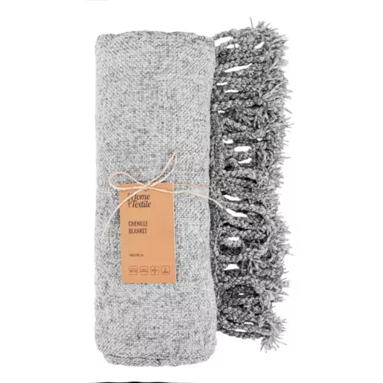Ardesto Chenille blanket 140х190cm, 100% polyester, light grey