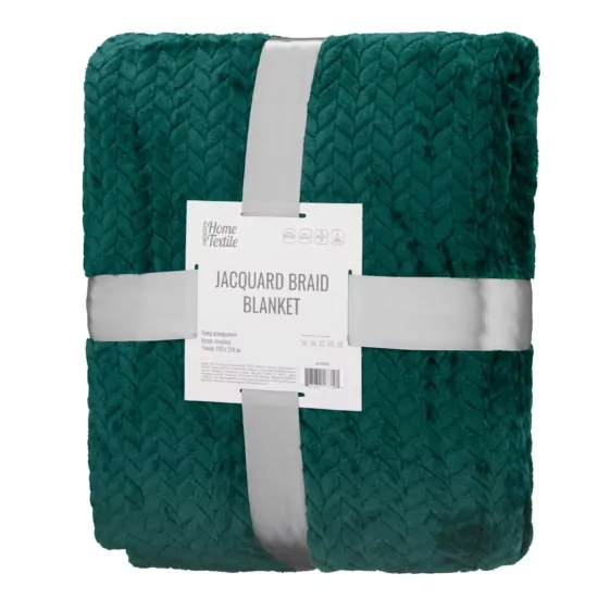Плед Ardesto Jacquard Braid 200х220см, 100% поліестер, смарагдовий