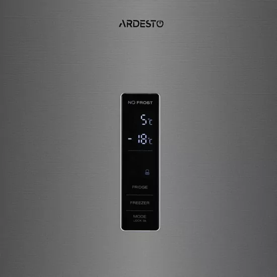Холодильник ARDESTO з нижн. мороз., 195×60х67, холод.відд.-245л, мороз.відд.-97л, 2дв., А+, NF, диспл зовн., зона св-ті, нерж