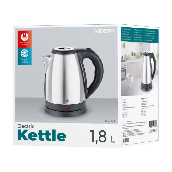 Ardesto electric kettle, 1.8L, metal, silver
