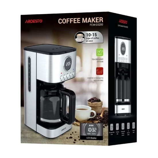 Кофеварка ARDESTO капельная Steel Collection 1.5л, молотый, серебристый