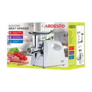 Ardesto meat grinder, 1800W, 2kg/min, 3 cutting plates, sausages nozzle, tomato juicer, plastik, white-silver