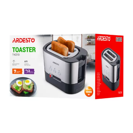 Тостер Ardesto Steel Collection 1000Вт, металл/пластик, серебристо-черний