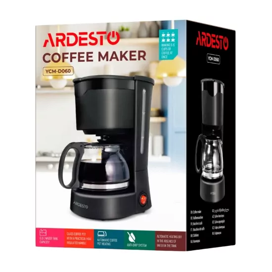 Ardesto coffee maker drip 0.6l, ground, silver-black