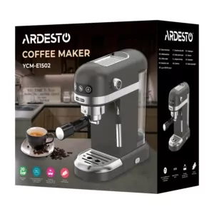 Кавоварка Ardesto  ріжкова 1.4л, мелена, ручний капучинатор, підігрів чашок, чорний