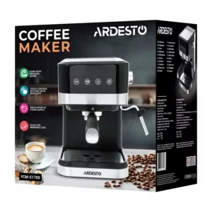 Ardesto coffee maker carob 1.5l, ground, hand capuchino maker, touch control, black-silver