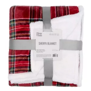 Плед Ardesto Sherpa 160х200см, 100% поліестер, клітинка, червоний