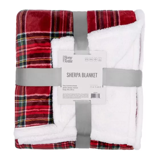 Плед Ardesto Sherpa 160х200см, 100% поліестер, клітинка, червоний
