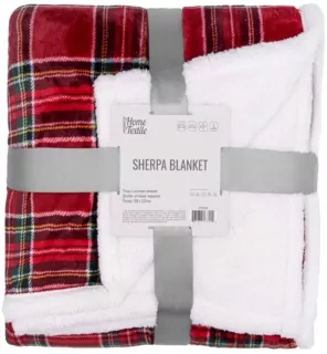 Плед ARDESTO Sherpa 160х200см, 100% поліестер, клітинка, червоний