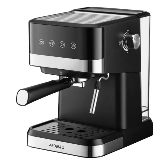 Ardesto coffee maker carob 1.5l, ground, hand capuchino maker, touch control, black-silver