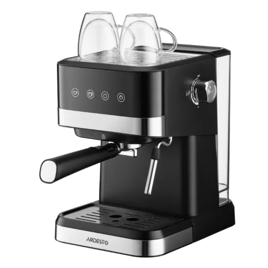Ardesto coffee maker carob 1.5l, ground, hand capuchino maker, touch control, black-silver
