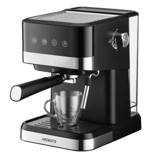 Ardesto coffee maker carob 1.5l, ground, hand capuchino maker, touch control, black-silver