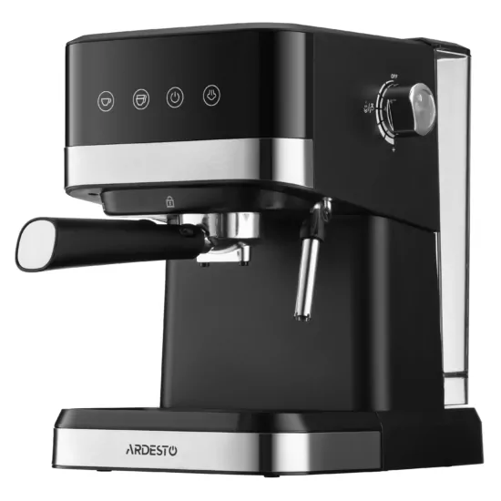 Ardesto coffee maker carob 1.5l, ground, hand capuchino maker, touch control, black-silver