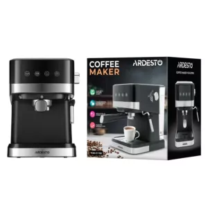 Ardesto coffee maker carob 1.5l, ground, hand capuchino maker, touch control, black-silver