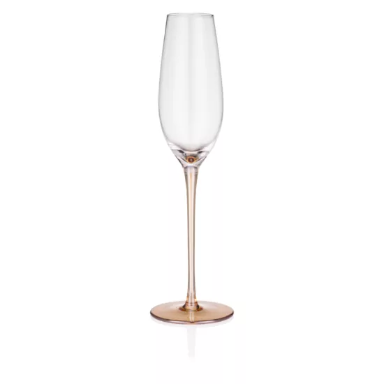 ARDESTO Набір келихів для шампанського Black Mars Amber 210мл, 2шт, скло, прозоро-золотистий