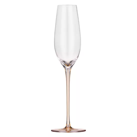 ARDESTO Набір келихів для шампанського Black Mars Amber 210мл, 2шт, скло, прозоро-золотистий