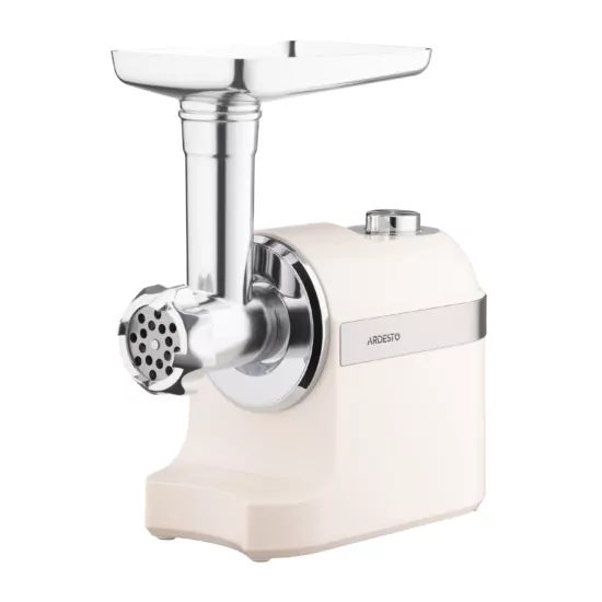 М’ясорубка Ardesto, 1800Вт, 2кг/хв, 3 решітки, насадка для ковбас, кеббе, пластик, бежево-сріблястий
