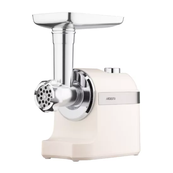 М’ясорубка Ardesto, 1800Вт, 2кг/хв, 3 решітки, насадка для ковбас, кеббе, пластик, бежево-сріблястий