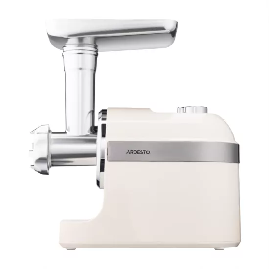 М’ясорубка Ardesto, 1800Вт, 2кг/хв, 3 решітки, насадка для ковбас, кеббе, пластик, бежево-сріблястий