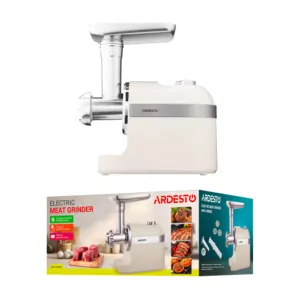 М’ясорубка Ardesto, 1800Вт, 2кг/хв, 3 решітки, насадка для ковбас, кеббе, пластик, бежево-сріблястий