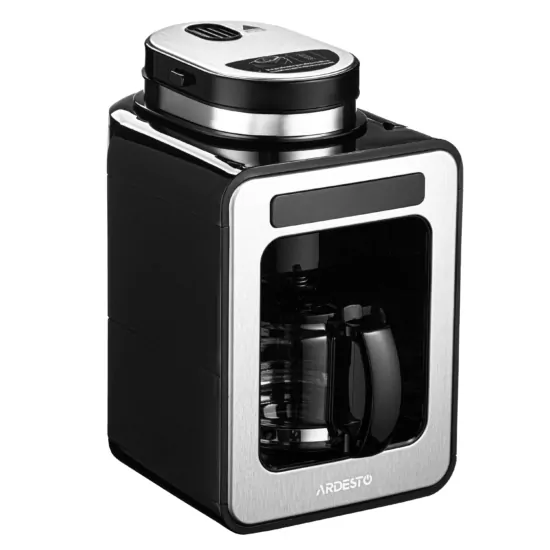 Кавоварка ARDESTO Steel Collection крапельна 0.5л, зерно + мелена, дисплей, сріблясто-чорний