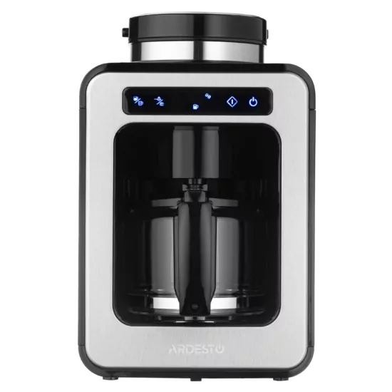 Кавоварка ARDESTO Steel Collection крапельна 0.5л, зерно + мелена, дисплей, сріблясто-чорний