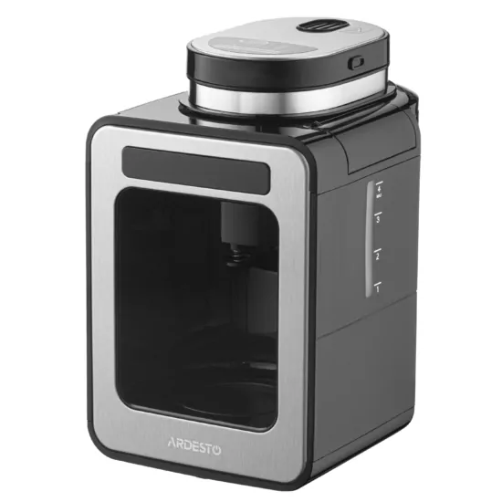 Кавоварка ARDESTO Steel Collection крапельна 0.5л, зерно + мелена, дисплей, сріблясто-чорний