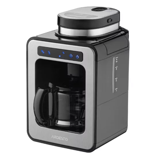 Кавоварка ARDESTO Steel Collection крапельна 0.5л, зерно + мелена, дисплей, сріблясто-чорний