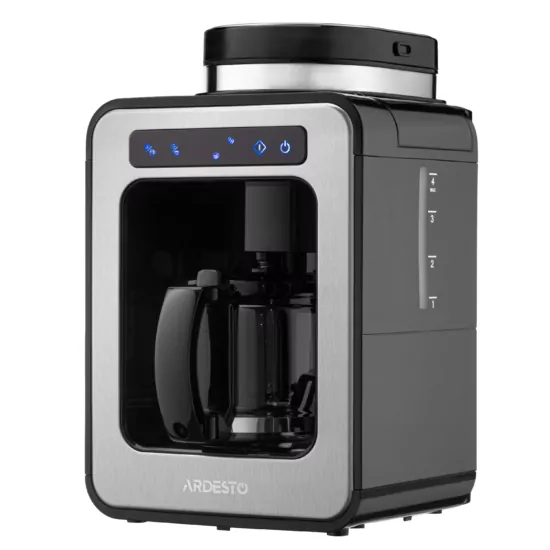 Кавоварка ARDESTO Steel Collection крапельна 0.5л, зерно + мелена, дисплей, сріблясто-чорний