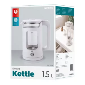 Ardesto Electric Kettle 1.5L, glass+plastic, white