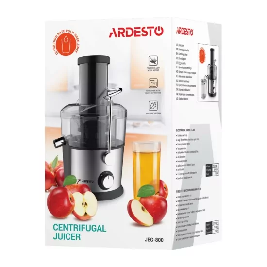 Соковыжималка ARDESTO центробежная 1100Вт, чаша-1л, пластик/металл, серебристо-черный