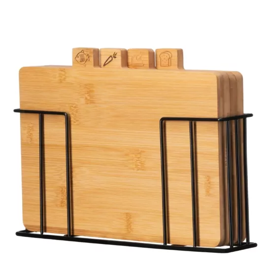 Набір дошок кухонних на підставці Ardesto Midori, 4шт, 30х5.6х20.3см, бамбук, метал