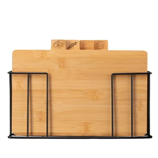 Набір дошок кухонних на підставці Ardesto Midori, 4шт, 30х5.6х20.3см, бамбук, метал