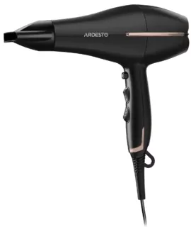 Фен Ardesto  HD-Y220PRO, 1850-2200Вт, 2 швидкості, 3 темп.режими, дифузор,чорний+золото