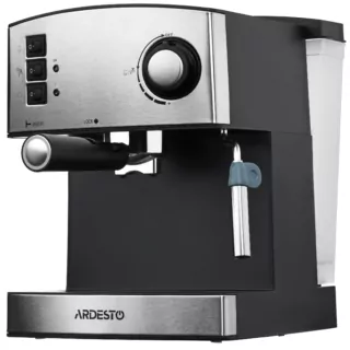 Кофеварка Ardesto рожковая Steel Collection 1.6л, молотый, ручной капучинатор, серебристо-черный
