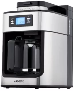 Кофеварка Ardesto капельная Steel Collection 1.2л, зерно + молотый, дисплей, серебристо-черный