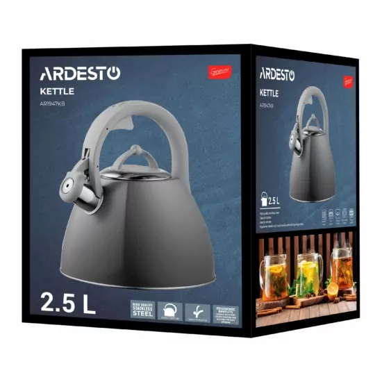 Ardesto Kettle Gemini, 2.5l, stainless steel, grey