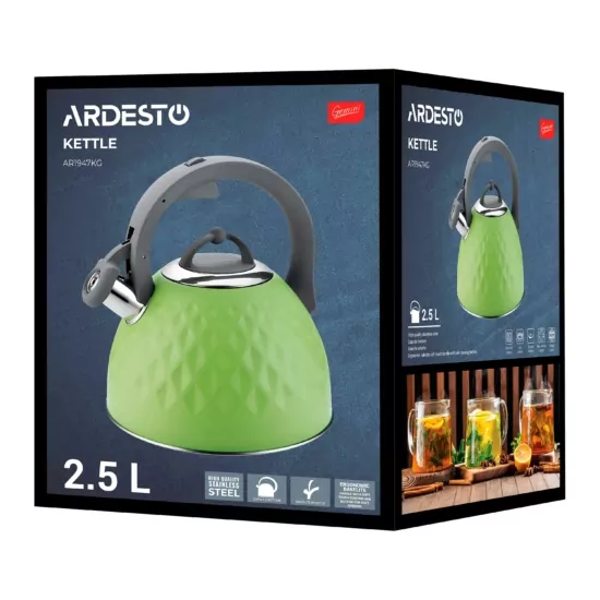 Чайник Ardesto Gemini, 2.5л, нержавеющая сталь, зеленый