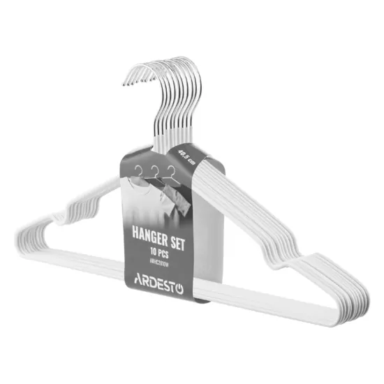 Набір вішаків ARDESTO 40.5см, 10шт, метал, ПВХ, білий