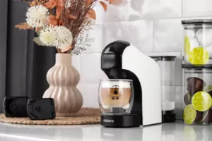 Кавоварка Ardesto капсульна, 0.9л,  капсули Nespresso, Nescafe Dolce Gusto, мелена кава, сенсорне керування, білий