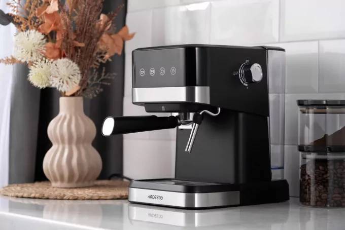 Ardesto coffee maker carob 1.5l, ground, hand capuchino maker, touch control, black-silver