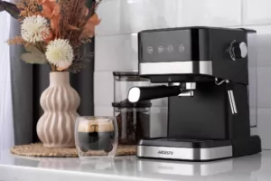 Ardesto coffee maker carob 1.5l, ground, hand capuchino maker, touch control, black-silver