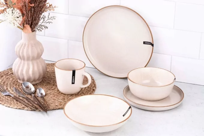 Ardesto Dessert plate Apulia, 20.3cm, ceramic, creamy