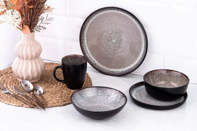 Dessert plate ARDESTO Bolzano, 20.3cm, ceramic, black-brown