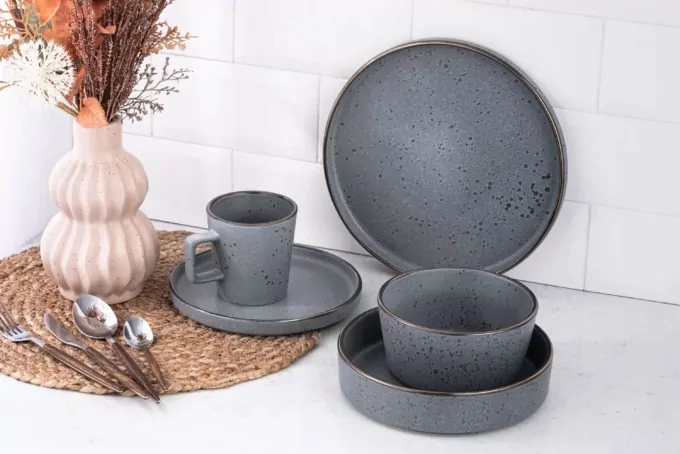 Ardesto Dessert plate Fasano, 19.6cm, ceramic, gray