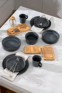 Тарелка суповая Ardesto Fasano, 850мл, 20см, керамика, серый темный